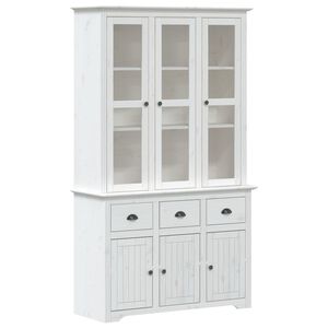 vidaXL Vitrinsk&aring;p BODO vit 115,5x43x200,5 cm massiv furu