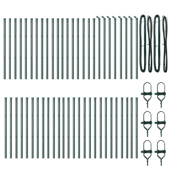 vidaXL Stängselstolpe Övrigt 52 pcs Grön 3,2 x 3,2 x 120 cm Stål
