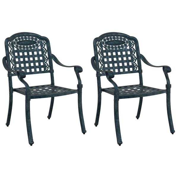 vidaXL Trädgård Stol 2 pcs Grön 55 x 56.5 x 91cm Aluminium