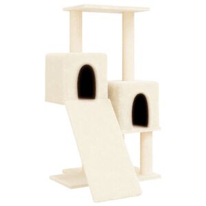 vidaXL Kattr&auml;d med kl&ouml;spelare sisal gr&auml;ddvit 82 cm