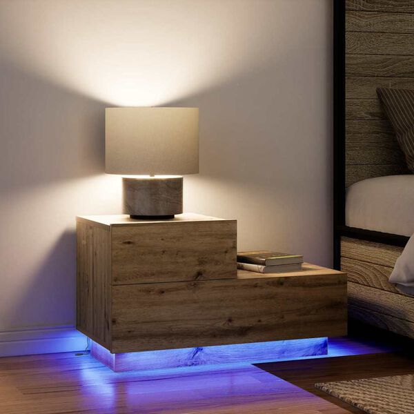 vidaXL Nattduksbord Artisan Ek 70 x 36 x 40,5 cm Konstruerat tr&auml;