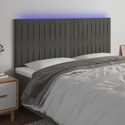 vidaXL Sänggavel LED mörkgrå 200x5x118/128 cm sammet