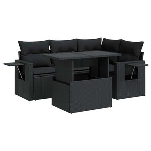 vidaXL Loungegrupp f&ouml;r tr&auml;dg&aring;rden med dynor 5 delar svart konstrotting