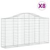 vidaXL Gabioner bågformade 8 st 200x30x100/120 cm galvaniserat järn