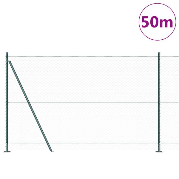 vidaXL St&auml;ngselstolpe Gr&ouml;n 50 x 1,5 m (25 mm n&auml;t) St&aring;l och PVC