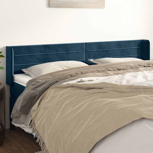 vidaXL S&auml;nggavel med kanter m&ouml;rkbl&aring; 183x16x78/88 cm sammet