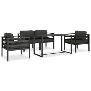 vidaXL Soffgrupp f&ouml;r tr&auml;dg&aring;rden 5 delar med dynor aluminium antracit