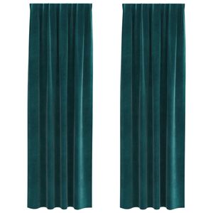 vidaXL M&ouml;rkl&auml;ggningsgardiner 2 pcs M&ouml;rkgr&ouml;n 140 x 245 cm Sammet