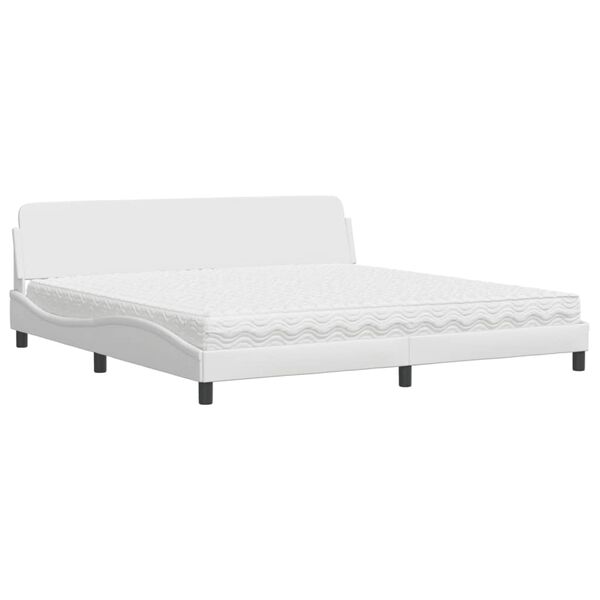 vidaXL Bed with Mattress "Dover" White 200x200 cm Faux Leather
