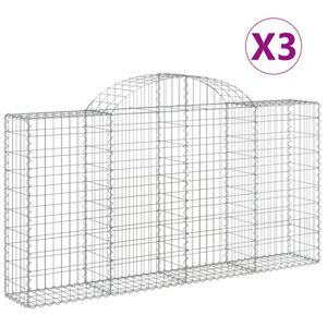 vidaXL Gabioner b&aring;gformade 3 st 200x30x100/120 cm galvaniserat j&auml;rn