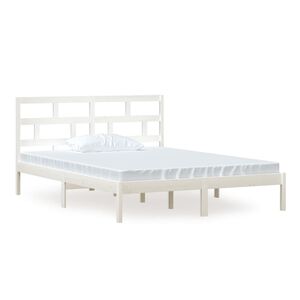vidaXL S&auml;ngram massivt tr&auml; 150x200 cm vit