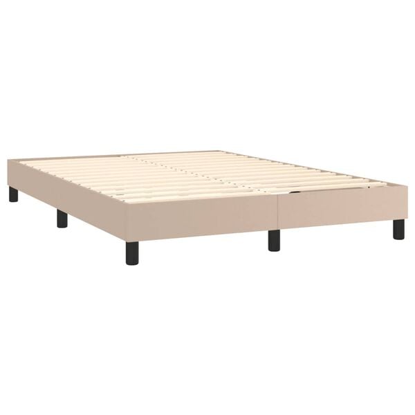 vidaXL Boxspring-s&auml;ngram cappuccino 140x200 cm konstl&auml;der