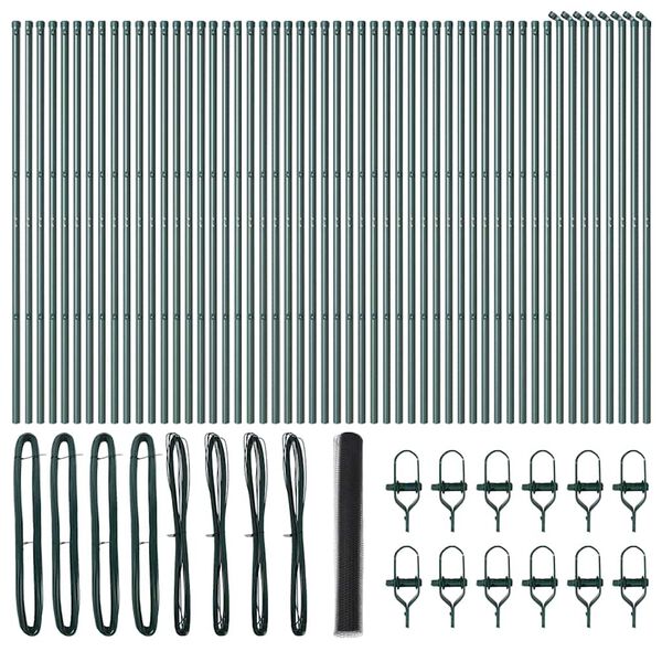 vidaXL Stängselstolpe Grå 100 x 1,4 m (50 mm nät) Stål och PVC