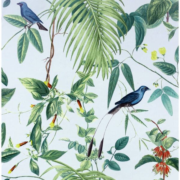 DUTCH WALLCOVERINGS Tapet Exotic Garden bl&aring; och gr&ouml;n