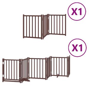 vidaXL Hundgrind med d&ouml;rr vikbar 9 paneler brun 450 cm poppel