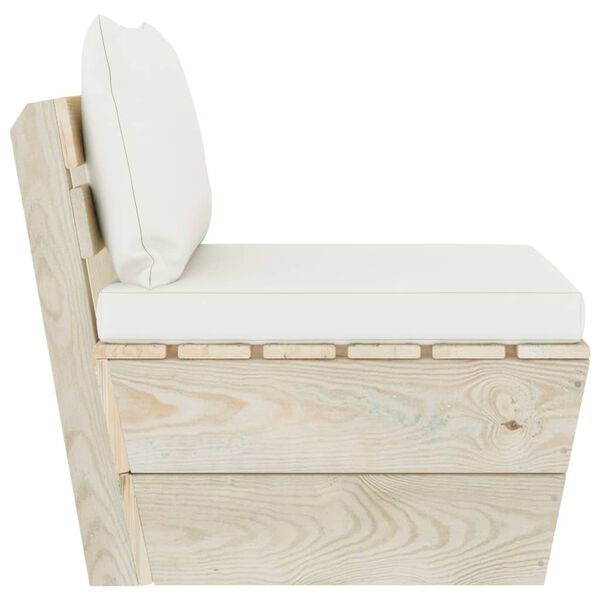 vidaXL Mittensektion med dynor till pallsoffa impregnerat granträ