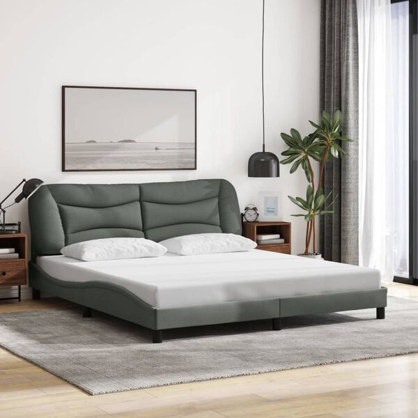 vidaXL Bed Frame without Mattress "Hvar" Dark Grey 180x200 cm Fabric