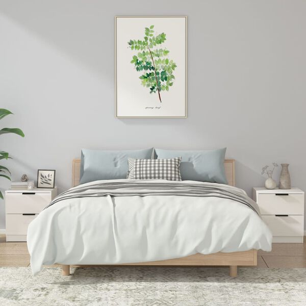 vidaXL S&auml;ngbord 2 st vit h&ouml;gglans konstruerat tr&auml;