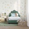 vidaXL Sängram för småbarn med huvudgavel Havgrön 70 x 140 cm Sammet