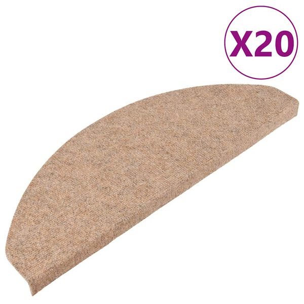 vidaXL Trappmattor sj&auml;lvh&auml;ftande 20 st beige 65x22,5x3,5 cm