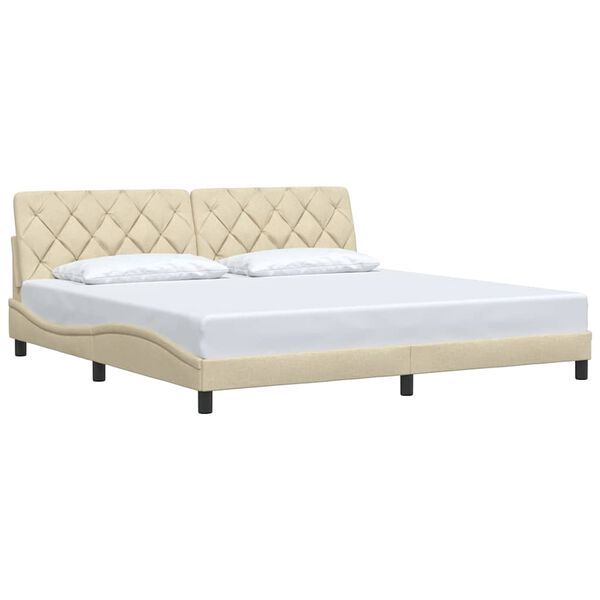 vidaXL Bed Frame without Mattress Cream 200x200 cm Fabric
