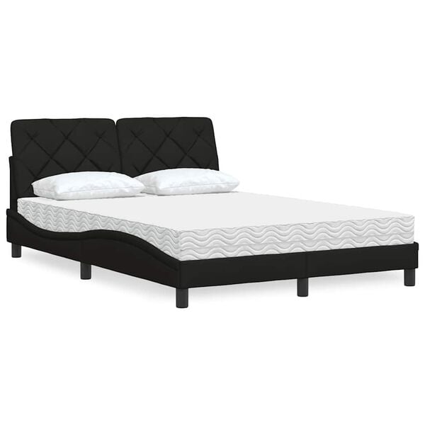 vidaXL Bed with Mattress Black 120x200 cm Fabric
