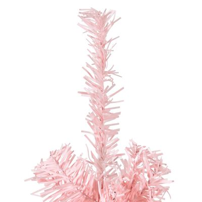 vidaXL Smal halv plastgran med stativ rosa 210 cm