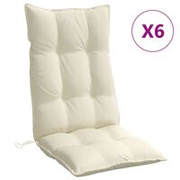 vidaXL Stolsdynor för stolar med hög rygg 6 st gräddvit oxfordtyg