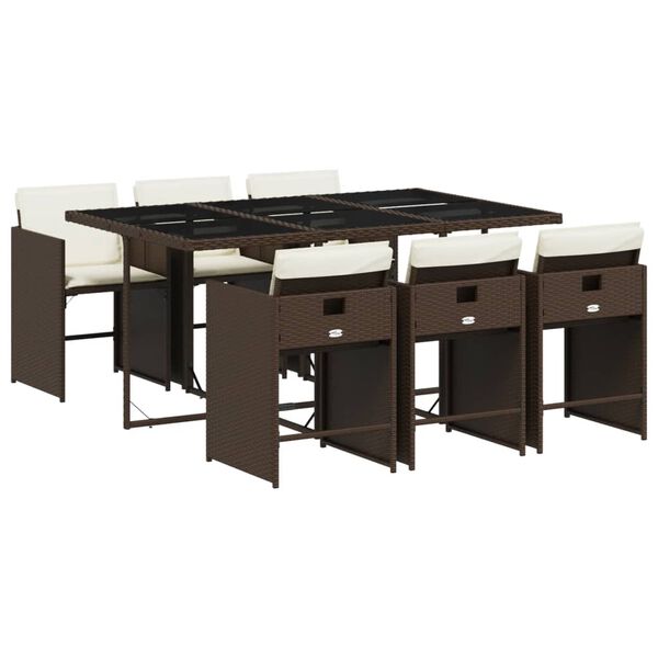 vidaXL Matgrupp f&ouml;r tr&auml;dg&aring;rden 7 delar brun konstrotting