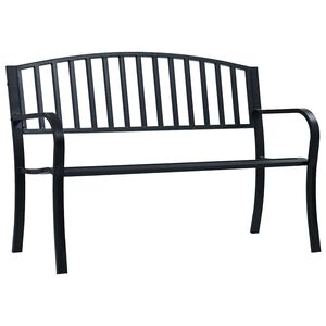 vidaXL Tr&auml;dg&aring;rdsb&auml;nk 125 cm svart st&aring;l