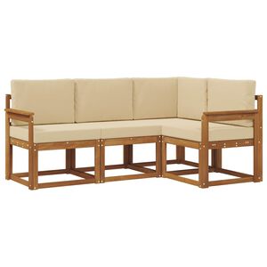 vidaXL Utomhussoffset 4 st 4-sits Naturlig och Beige Massivt Akaciatr&auml;