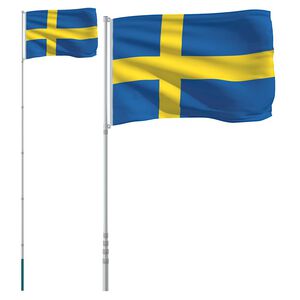 vidaXL Sveriges flagga med flaggst&aring;ng 5,5 m aluminium
