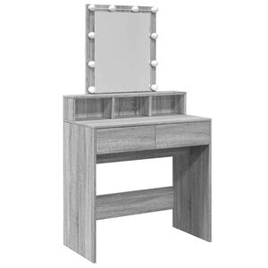 vidaXL Sminkbord med LED gr&aring; sonoma 80x41x144,5 cm