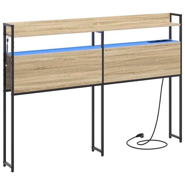 vidaXL F&ouml;rvaringshuvudgavel med hylla Sonoma ek 135 cm Konstruerat tr&auml;