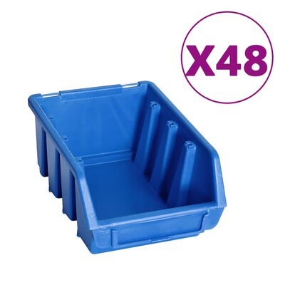 vidaXL Sortimentlådsats med väggpaneler 128 delar blå och svart