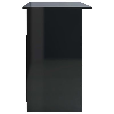 vidaXL Skrivbord med lådor svart högglans 110x50x76 cm spånskiva