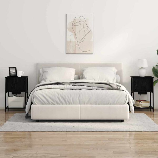 vidaXL Nattduksbord Svart Ek 38 x 31 x 61 cm Konstruerat tr&auml;