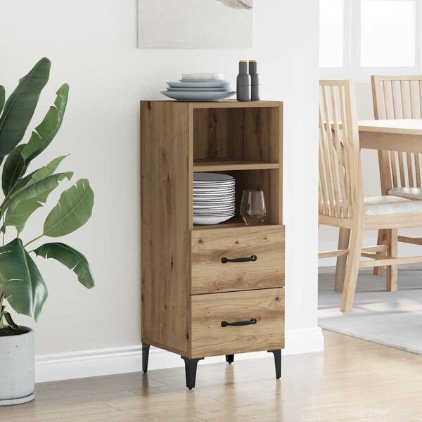 vidaXL Sideboard med l&aring;da artisan ek 34 x 34.5 x 90 cm Konstruerat tr&auml;