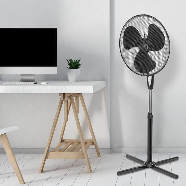 Bestron Golvfl&auml;kt med fj&auml;rrkontroll 45 cm 45 W svart ASV45ZR