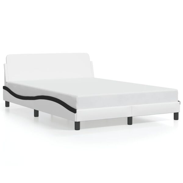 vidaXL Bed Frame "Dover" White&Black 120x200 cm Faux Leather