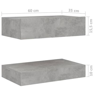 vidaXL Sängbord betonggrå 60x35 cm konstruerat trä