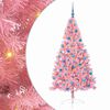 vidaXL Konstgjord F&ouml;rbelyst Julgran med 300 LED-lampor Rosa 180 cm PVC