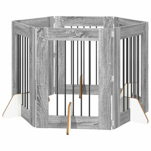 vidaXL Hundgrind med st&auml;llningar 6 pcs Gr&aring; sonoma-ek 60 x 80 cm