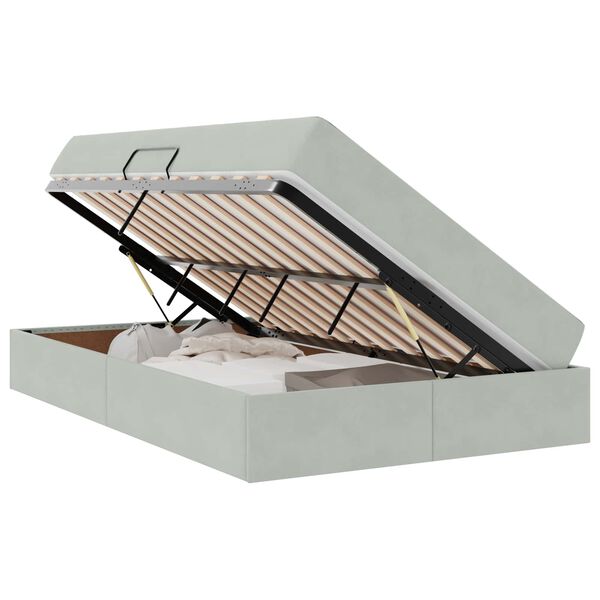 vidaXL F&ouml;rvaringss&auml;ng med madrass Ljusgr&aring; 120 x 200 cm Sammet