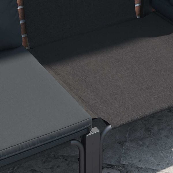 vidaXL Tr&auml;dg&aring;rdsoffset med kudde 5 pcs Svart St&aring;l