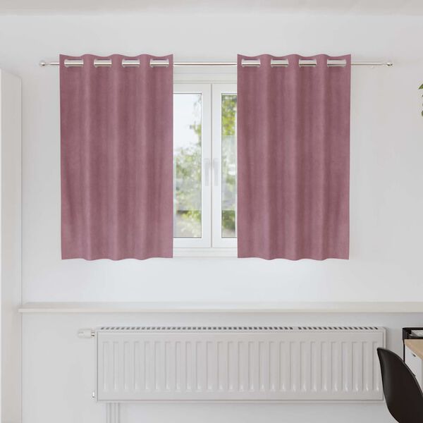 vidaXL M&ouml;rkl&auml;ggningsgardiner 2 pcs M&ouml;rkrosa 140 x 140 cm Sammet