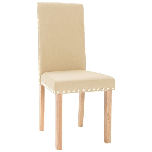 vidaXL Matstolar 2 st gr&auml;ddvit tyg