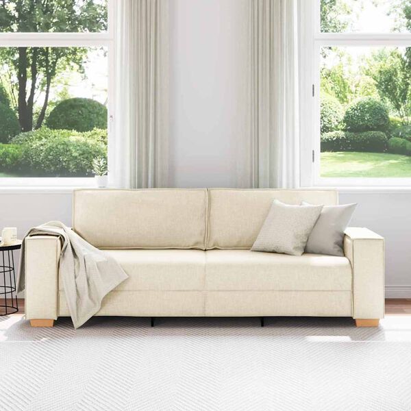 vidaXL 3-Sits soffa Beige 220 cm Linnenblandad tyg