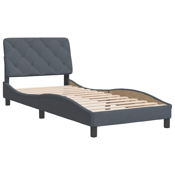 vidaXL Bed Frame without Mattress Dark Grey 90x190 cm Velvet