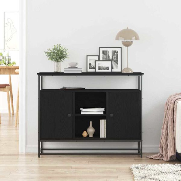 vidaXL Sideboard Svart Ek 100 x 35 x 80 cm Konstruerat tr&auml;